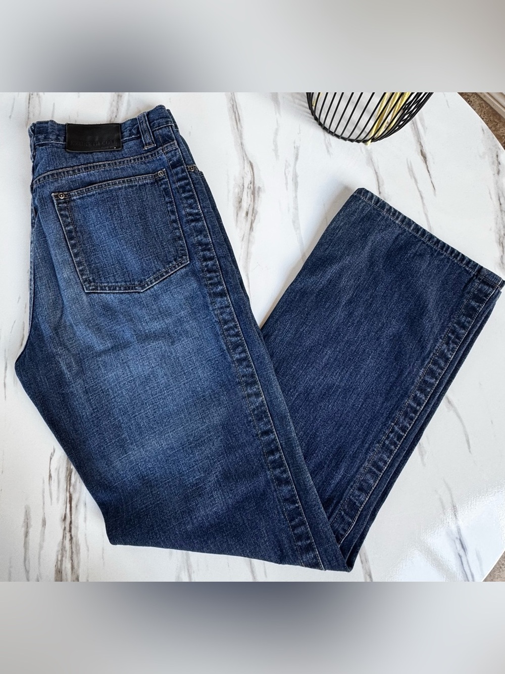 Kenneth Cole Men’s Dark Indigo Straight-Leg Jeans